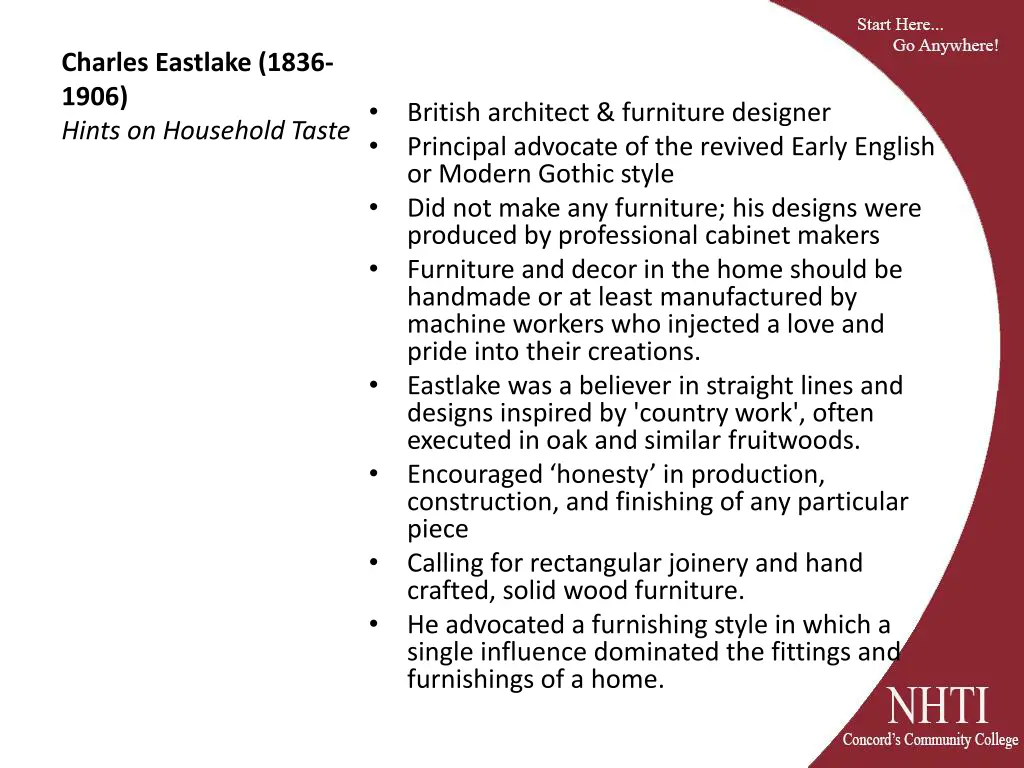 charles eastlake 1836 1906 hints on household