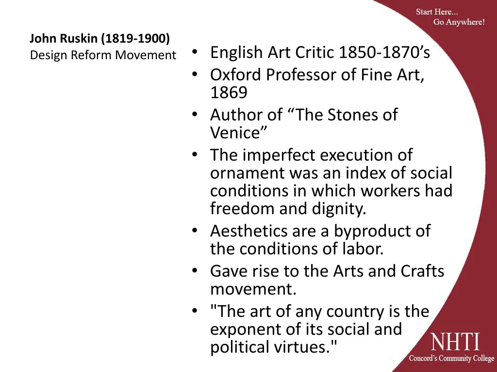 john ruskin 1819 1900 design reform movement