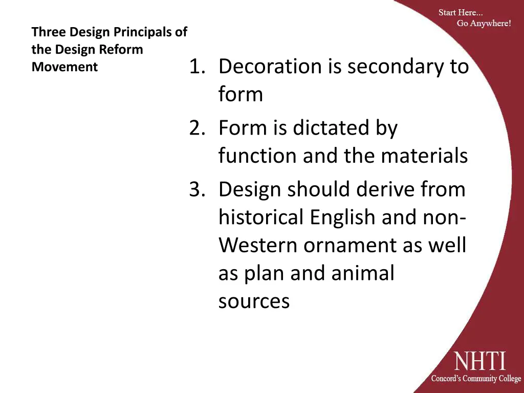 three design principals of the design reform