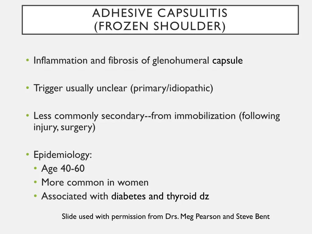 adhesive capsulitis frozen shoulder