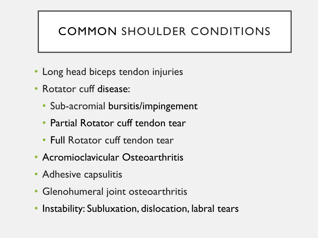 common shoulder conditions