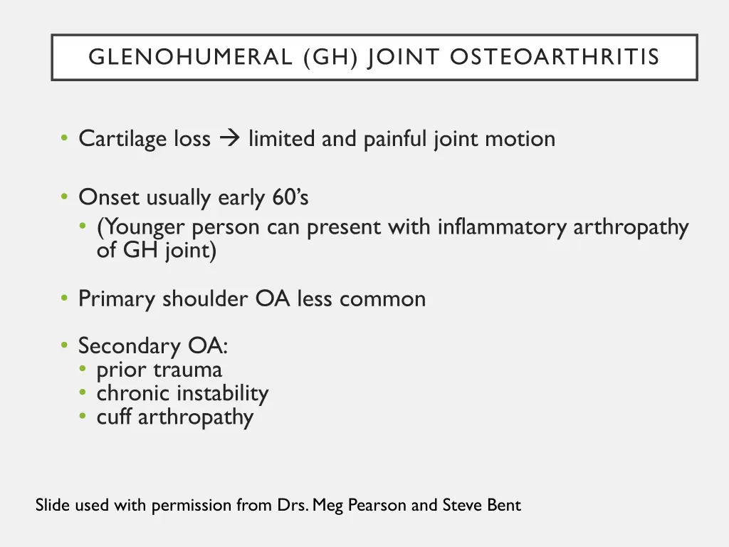 glenohumeral gh joint osteoarthritis