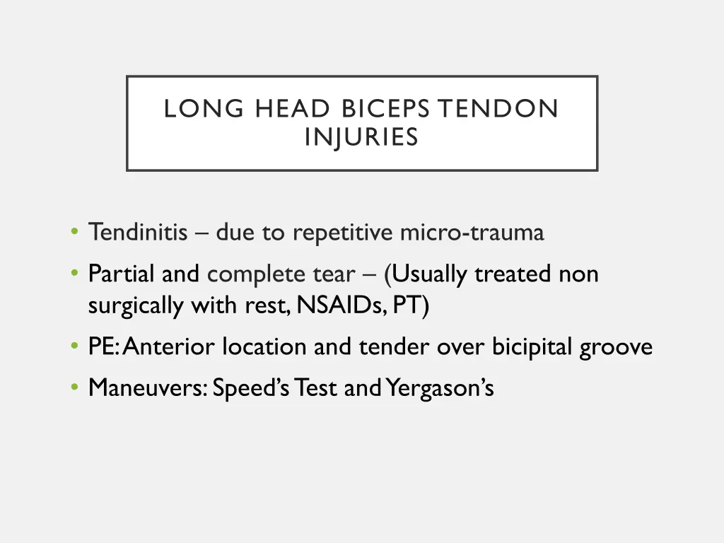 long head biceps tendon injuries