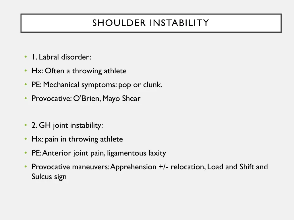 shoulder instability