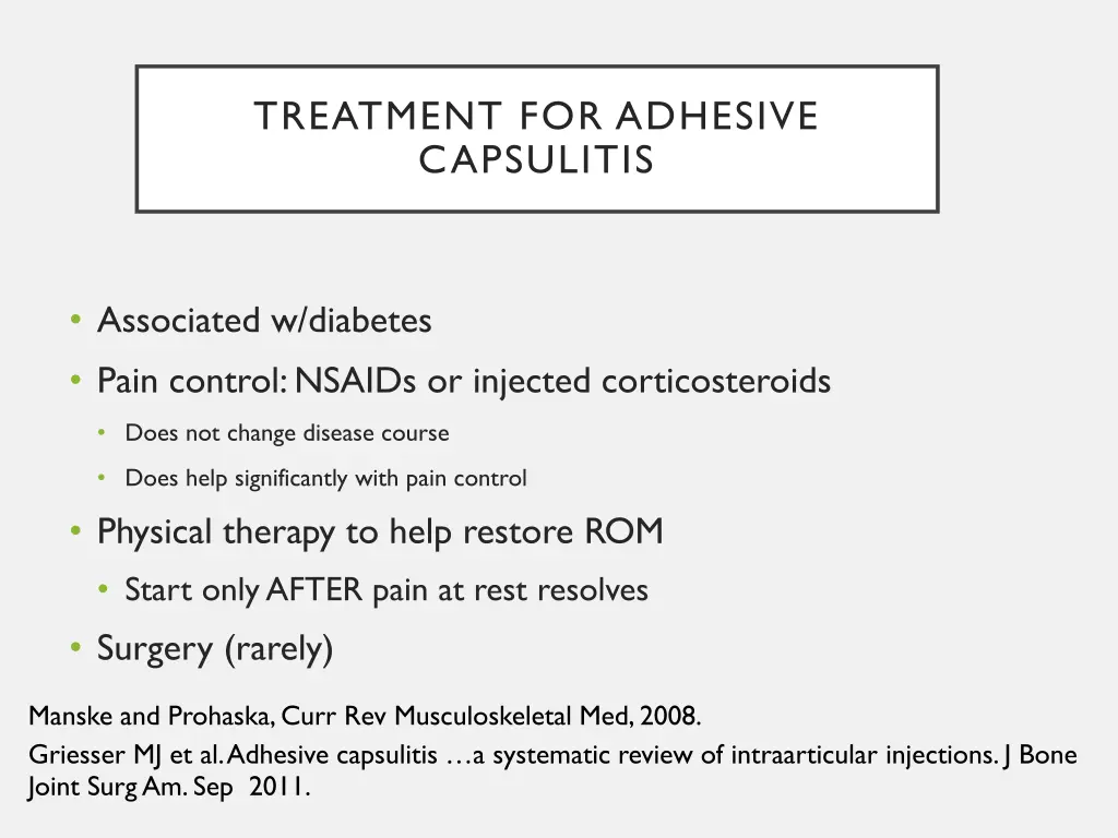 treatment for adhesive capsulitis