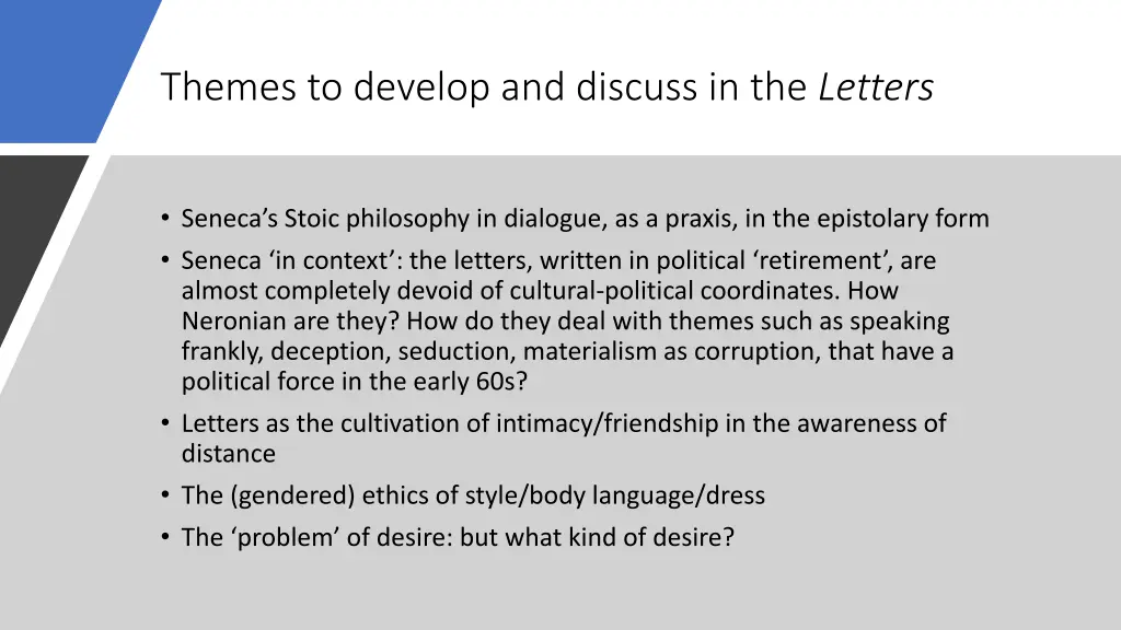 themes to develop and discuss in the letters