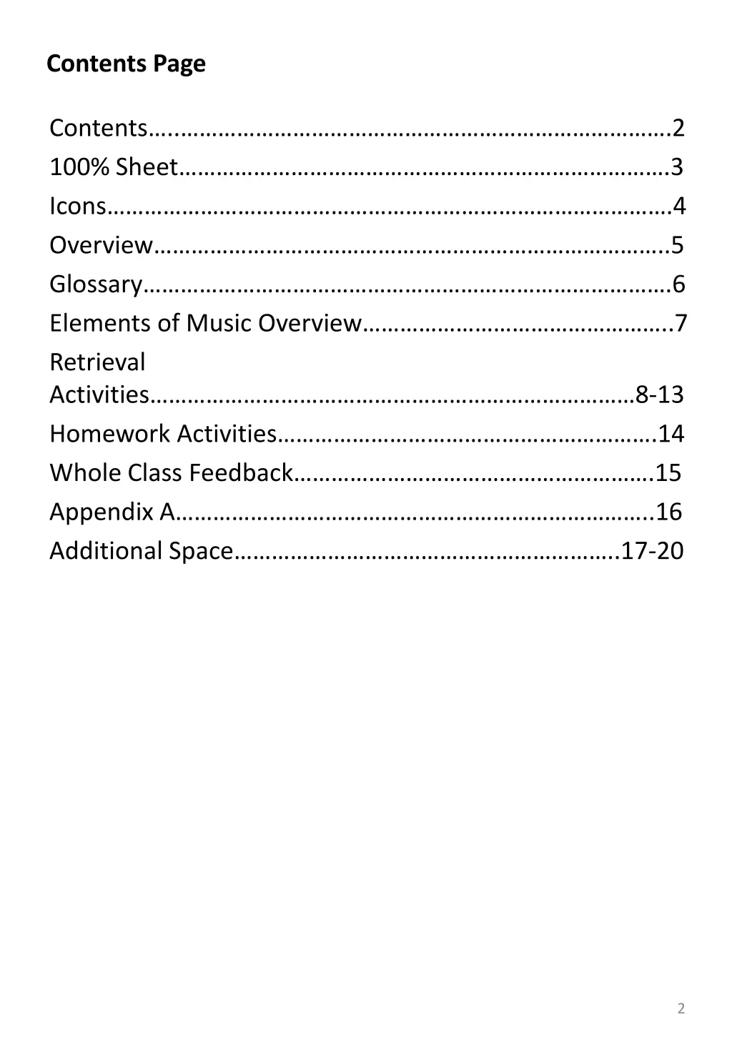 contents page