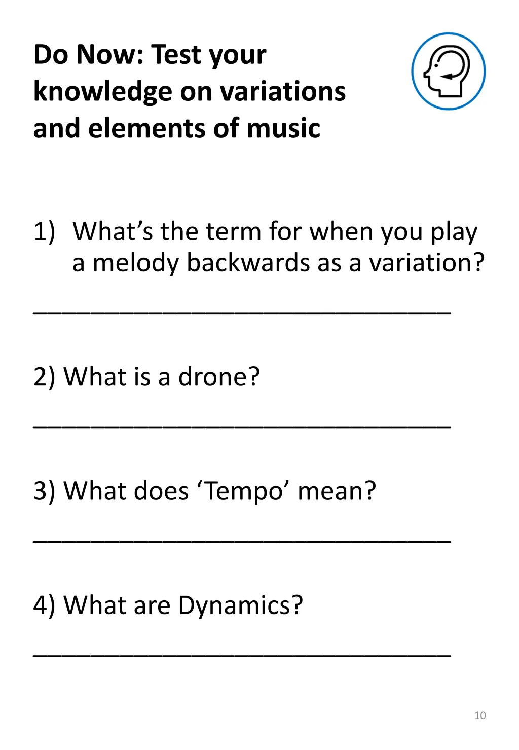 do now test your knowledge on variations