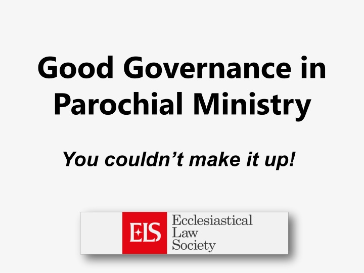 good governance in parochial ministry