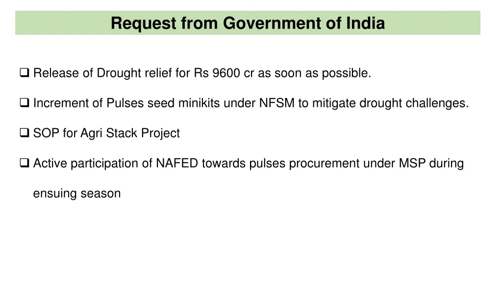 request from government of india