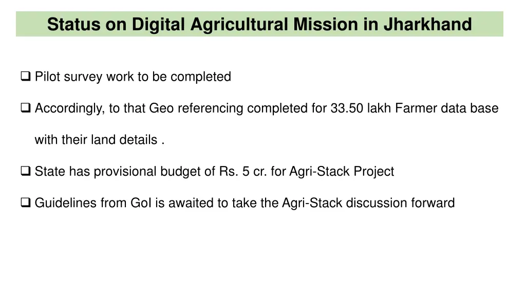 status on digital agricultural mission