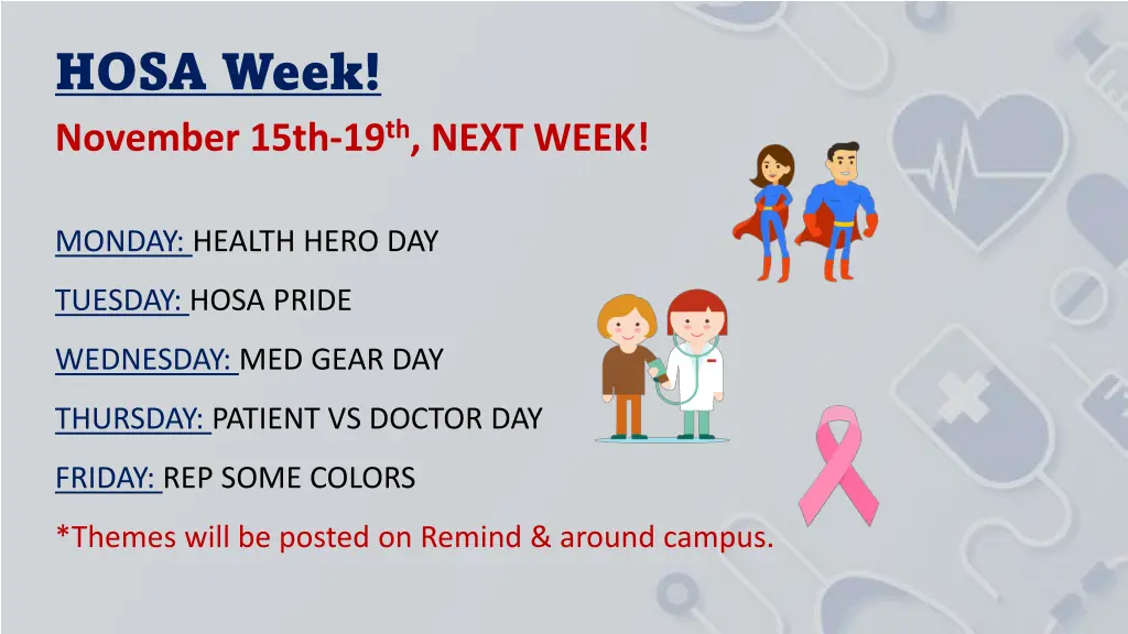 hosa week november 15th 19 th next week