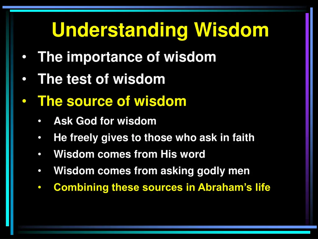 understanding wisdom 10