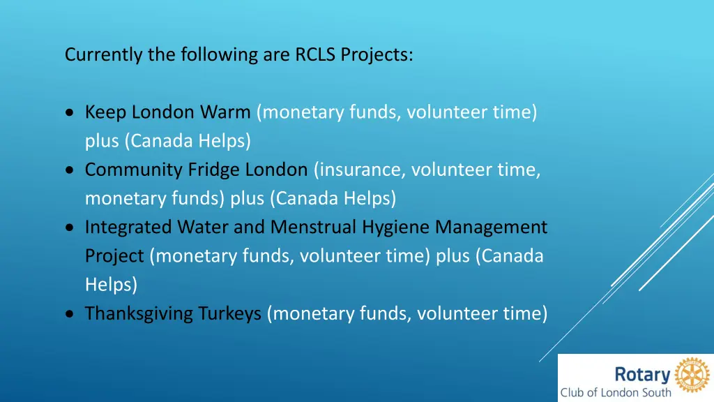 currently the following are rcls projects