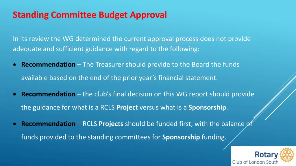 standing committee budget approval