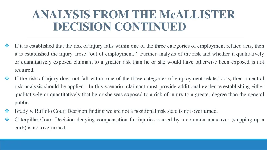 analysis from the mcallister decision continued