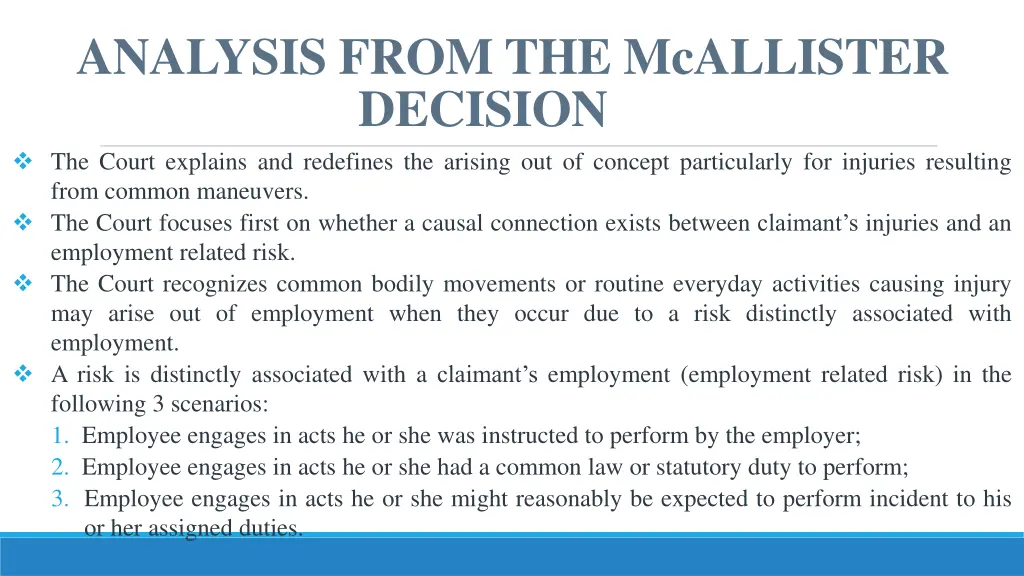 analysis from the mcallister decision the court