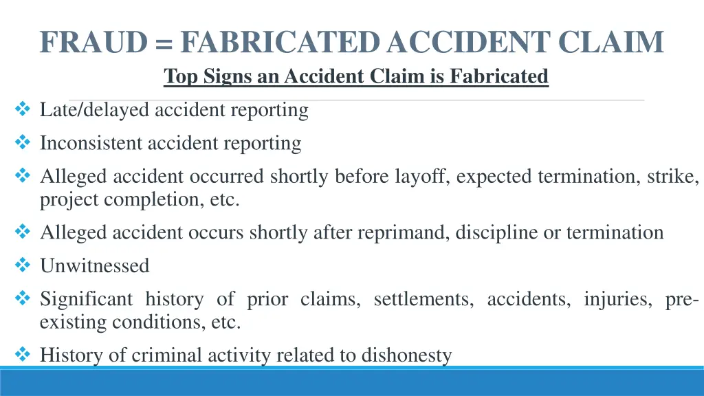 fraud fabricated accident claim top signs