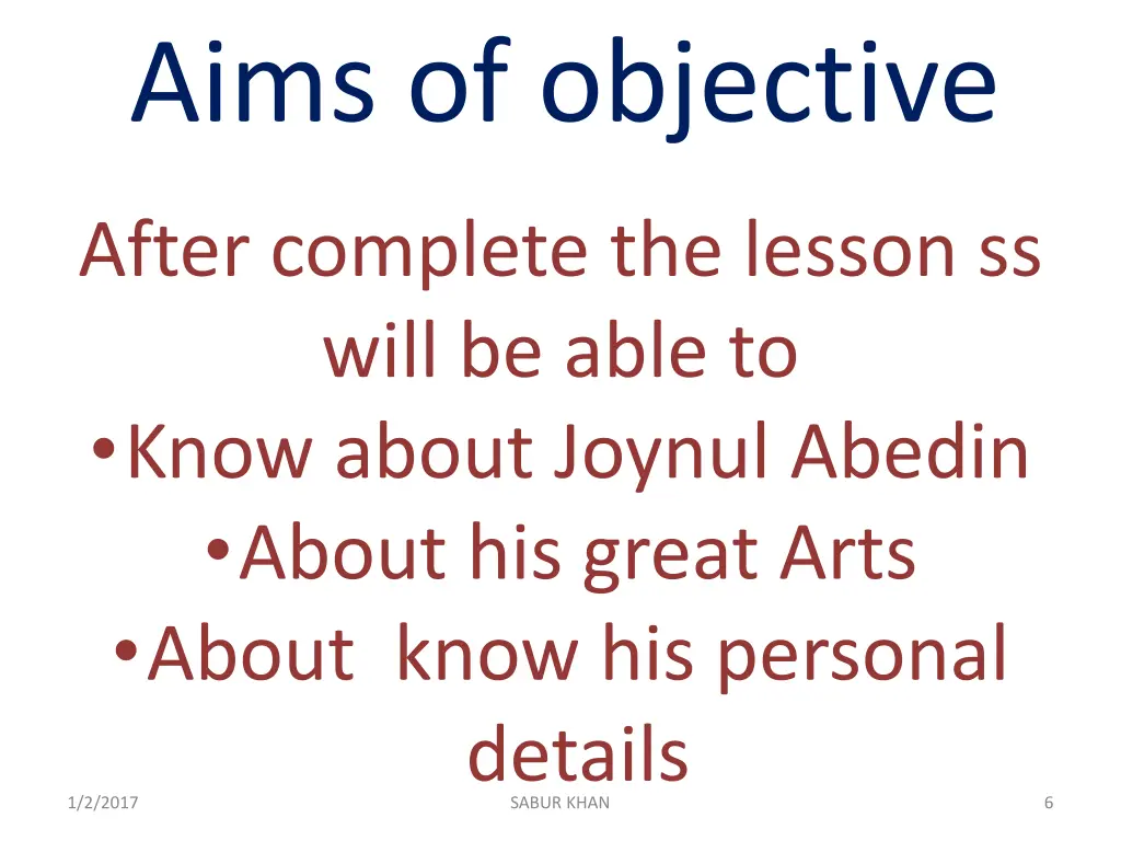 aims of objective