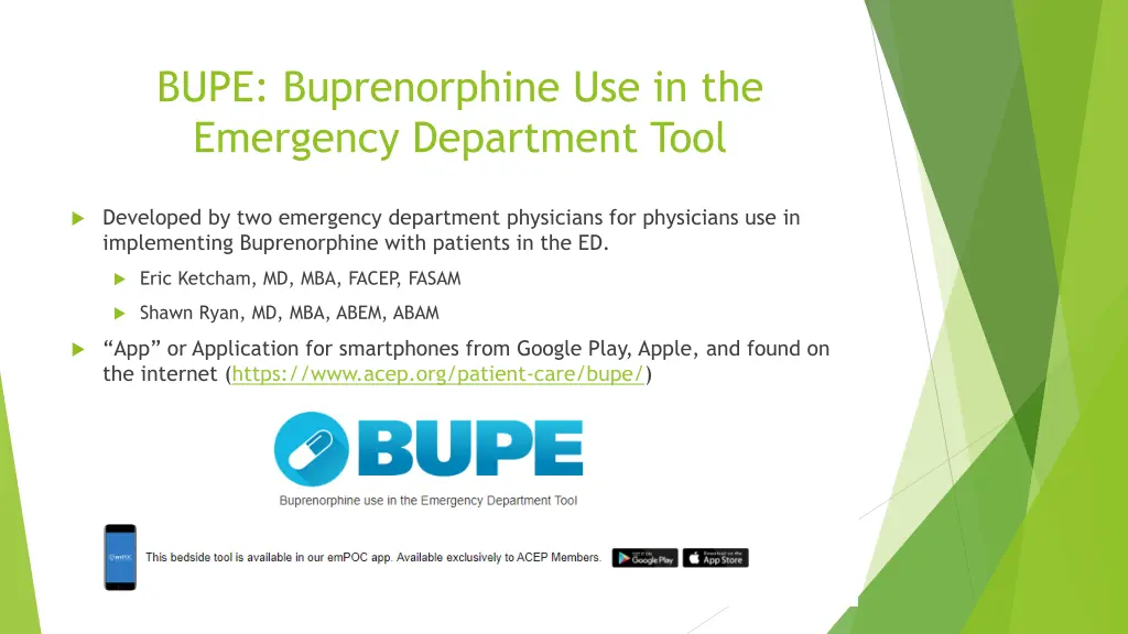 bupe buprenorphine use in the emergency