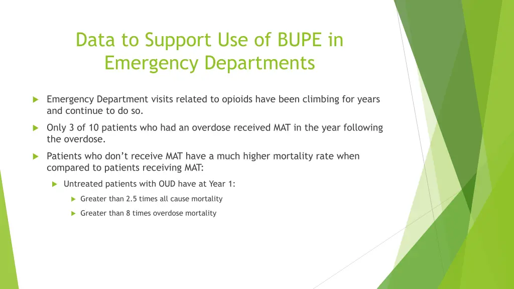 data to support use of bupe in emergency