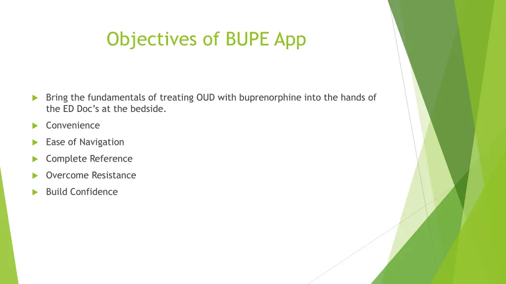 objectives of bupe app