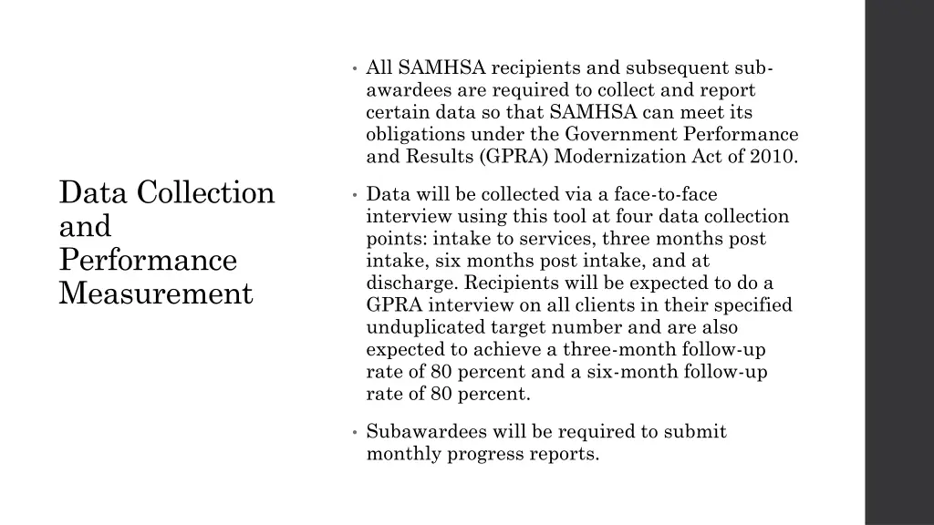 all samhsa recipients and subsequent sub awardees