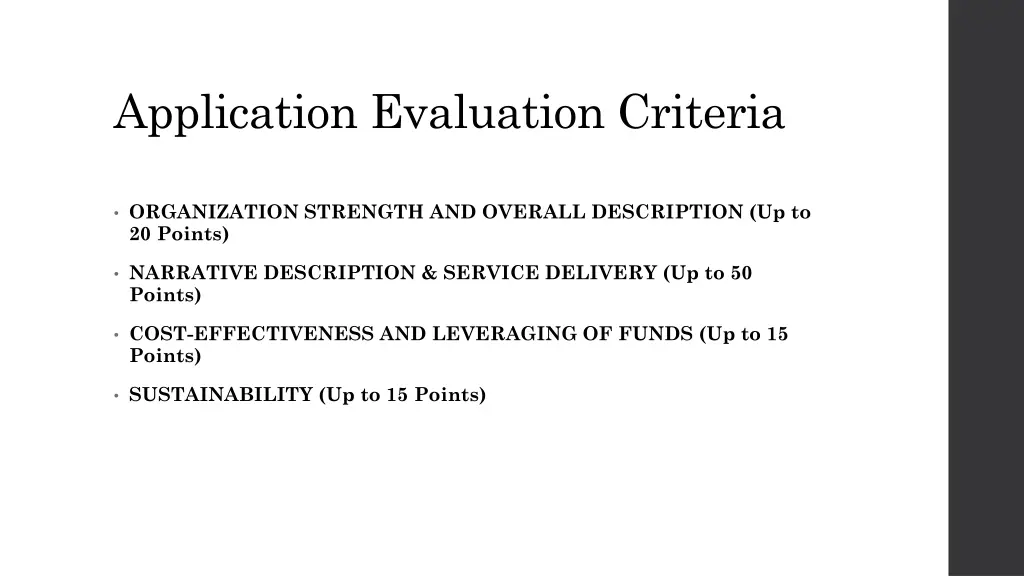 application evaluation criteria