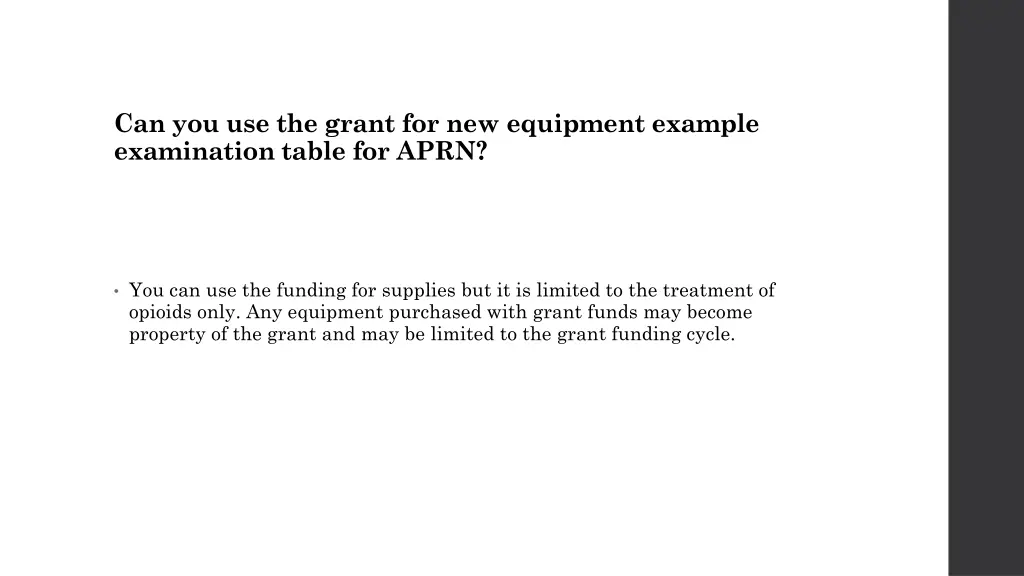 can you use the grant for new equipment example