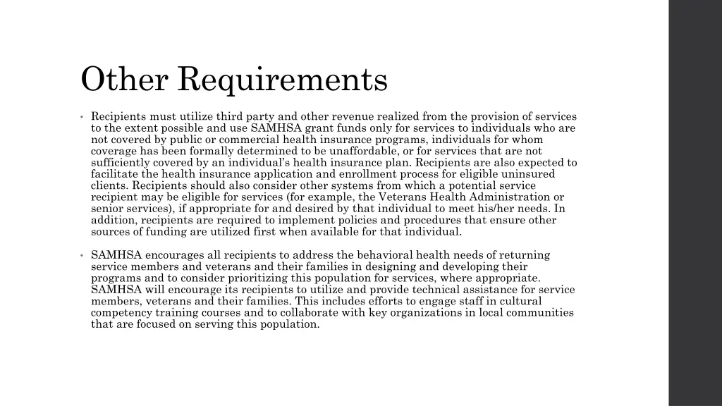 other requirements