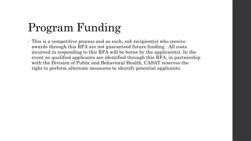 program funding