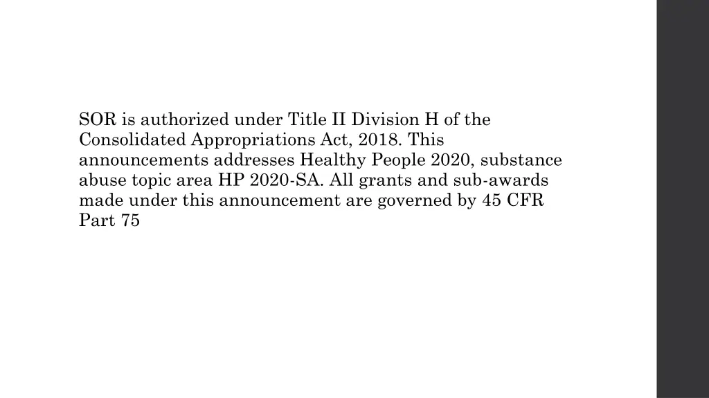 sor is authorized under title ii division