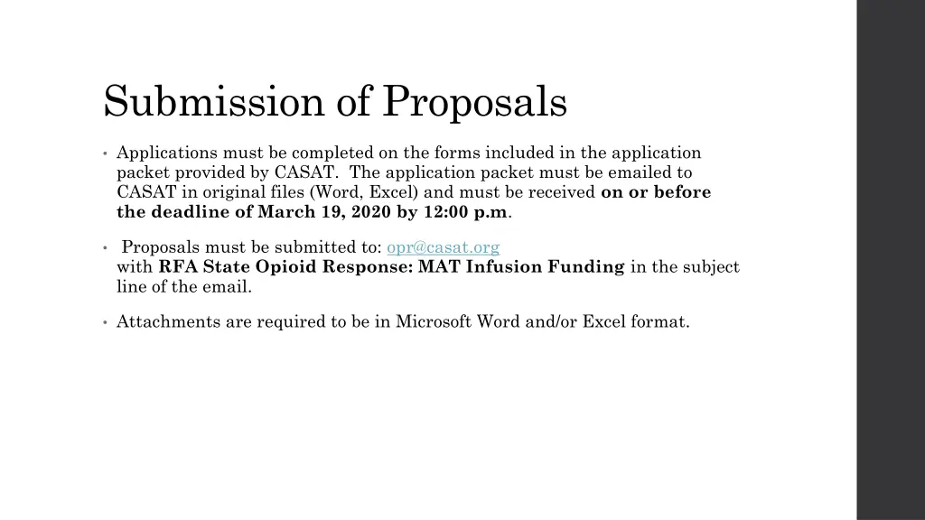 submission of proposals