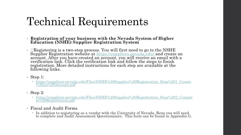 technical requirements