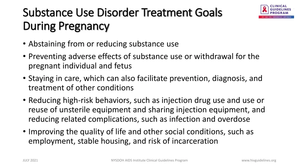 substance use disorder treatment goals substance