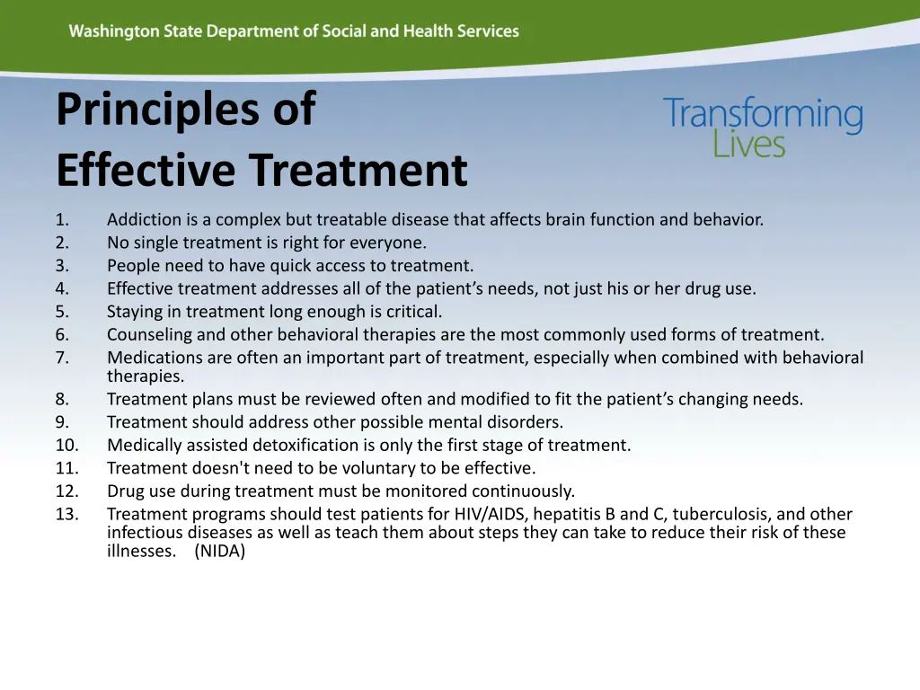 principles of effective treatment