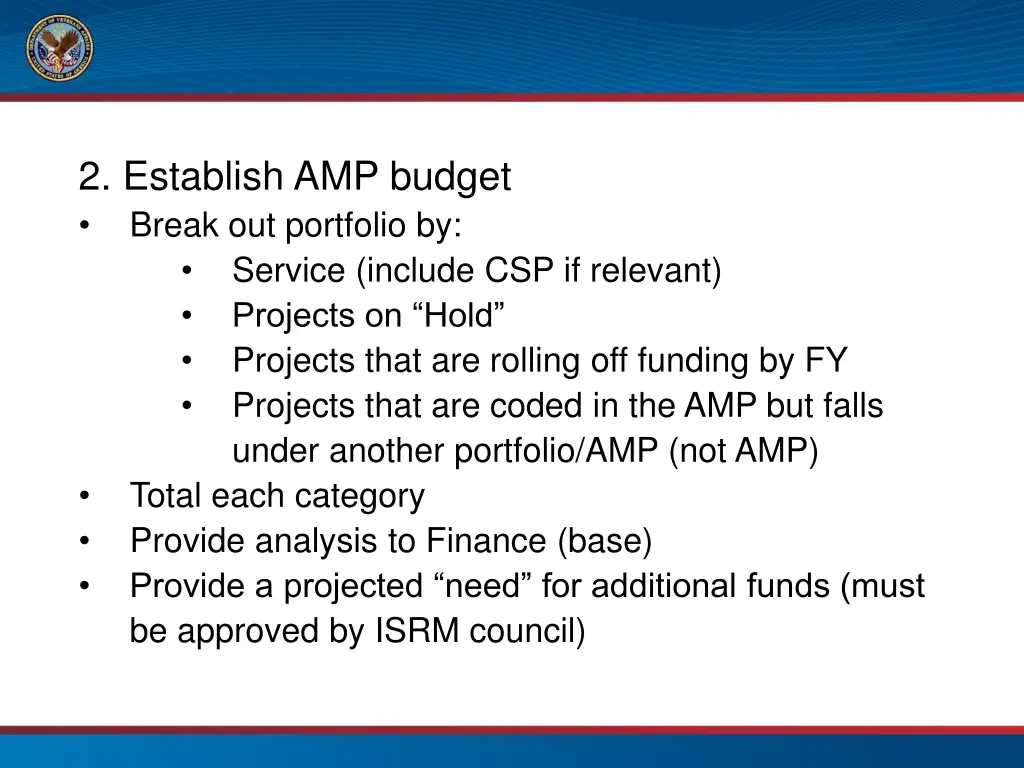 2 establish amp budget break out portfolio