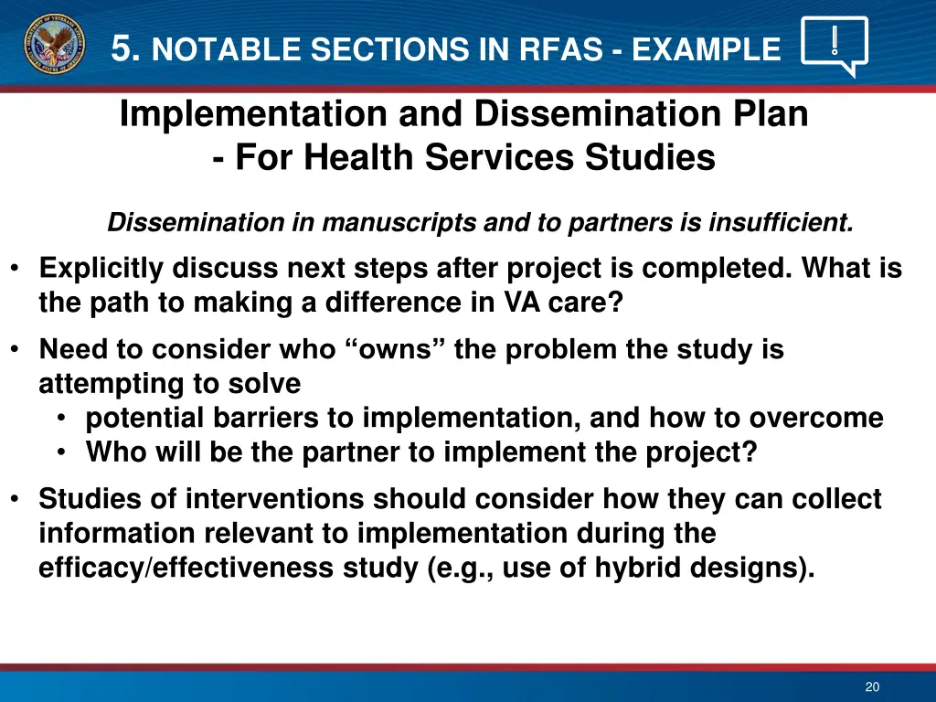 5 notable sections in rfas example