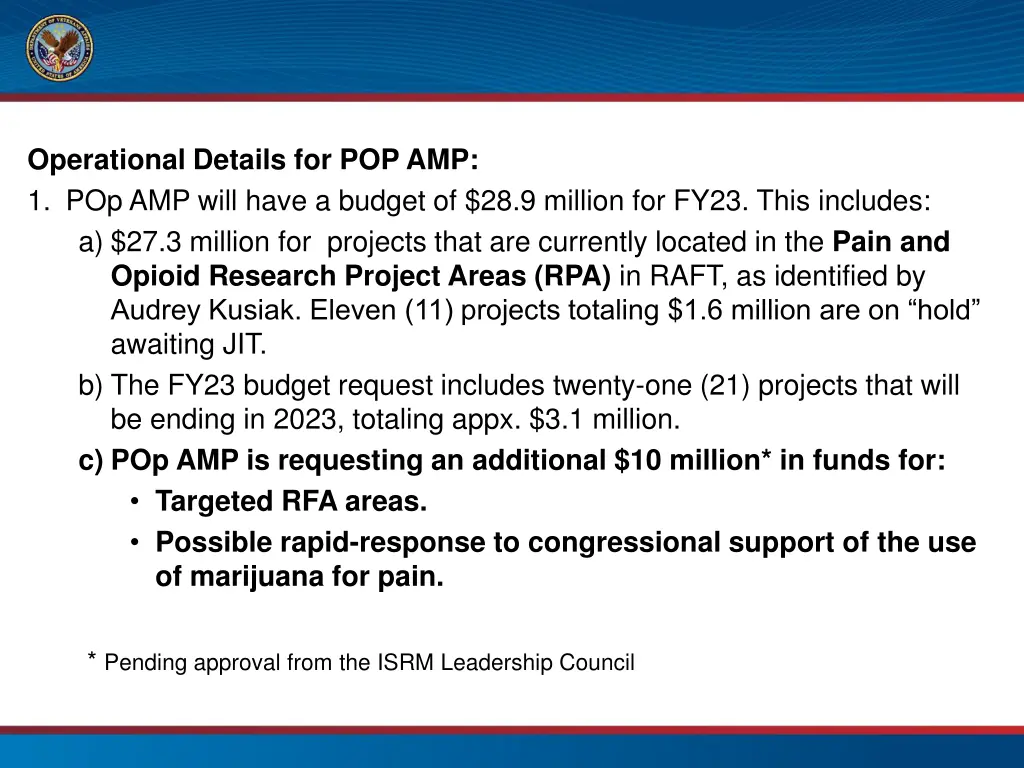 operational details for pop amp 1 pop amp will