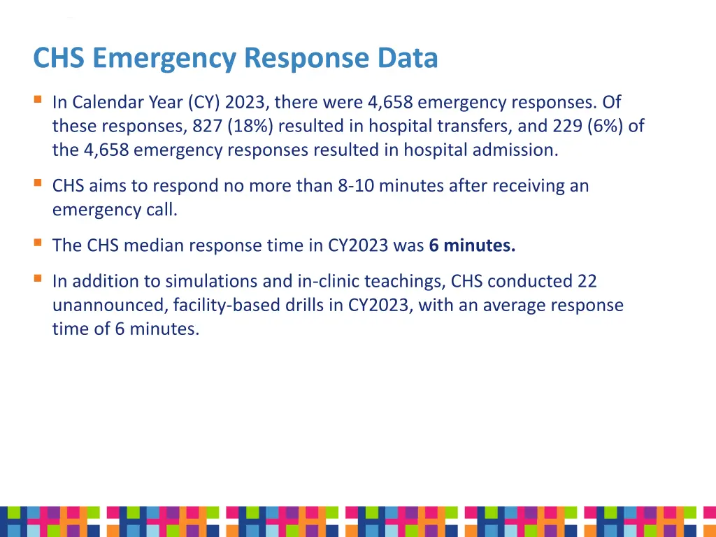 chs emergency response data in calendar year