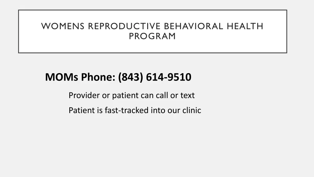 womens reproductive behavioral health program