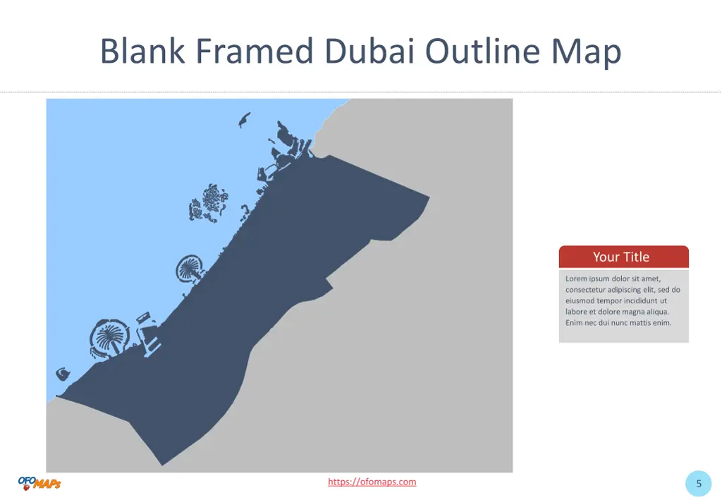 blank framed dubai outline map