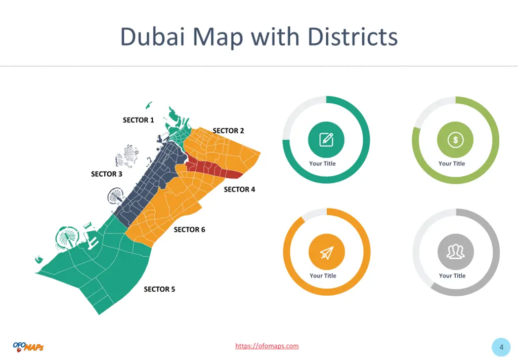 dubai map with districts