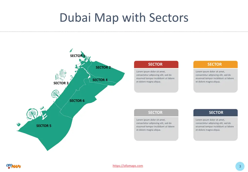 dubai map with sectors