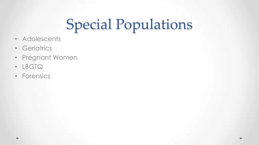 special populations