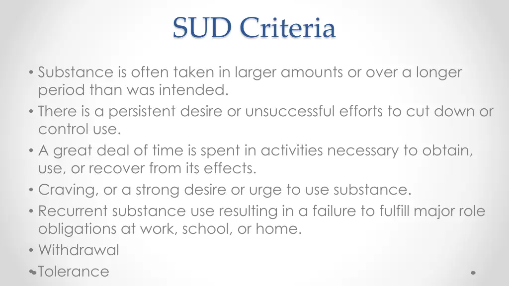 sud criteria