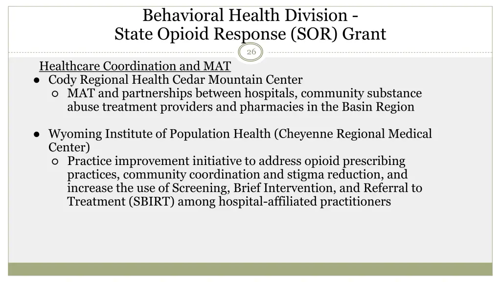 behavioral health division state opioid response 2