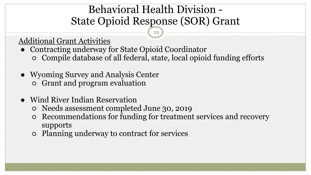 behavioral health division state opioid response 5