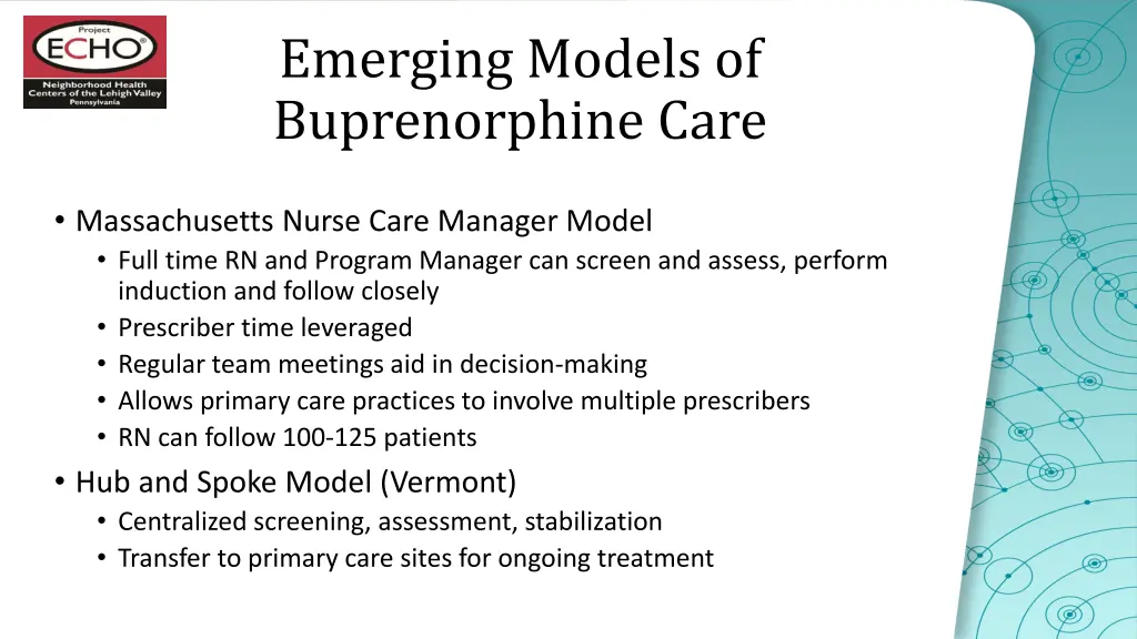 emerging models of buprenorphine care