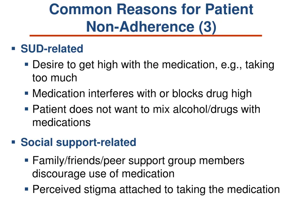 common reasons for patient non adherence 3